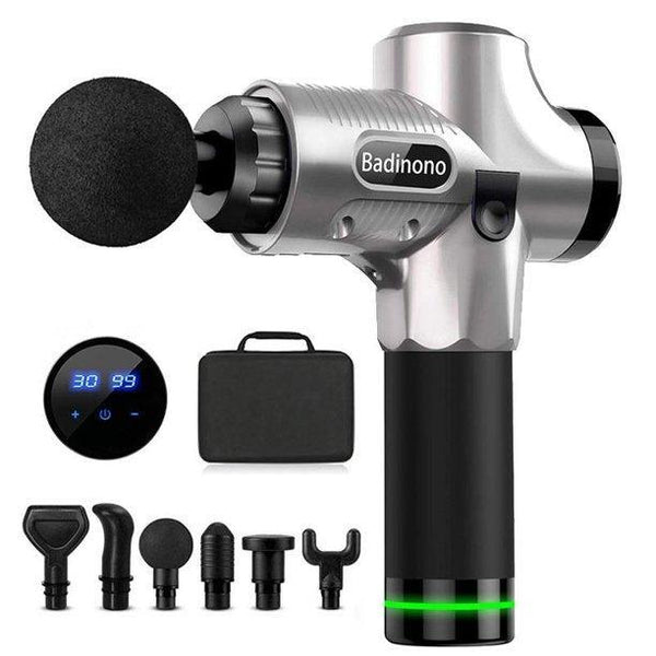 Badinono Massage Gun Deep Muscle Body Fascial Massager Gun Tissue Percussion Color: Silver