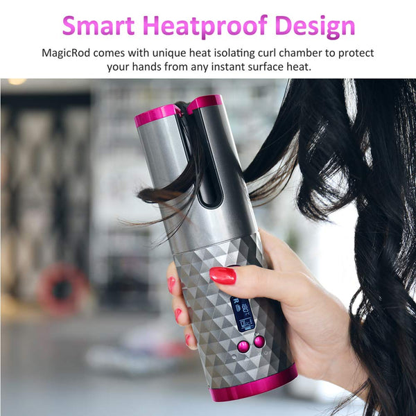 Cordless Auto Curler, arVin The World's First Wireless Portable Electric Hair L/R Rotating Curler, Curling Wand Tongs, 300℉-390℉ Control, Full Anti-scalding, Curls or Waves Anytime Anywhere