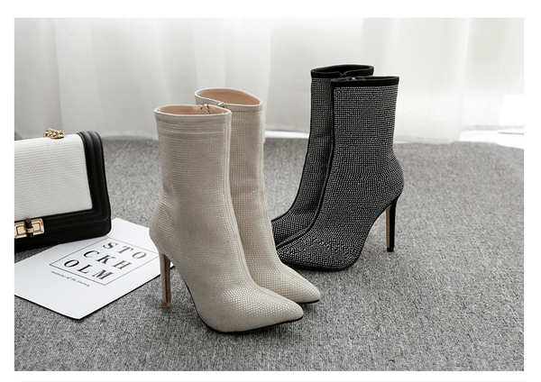Women's boots pointed rhinestone high heel boots autumn and winter women's shoes