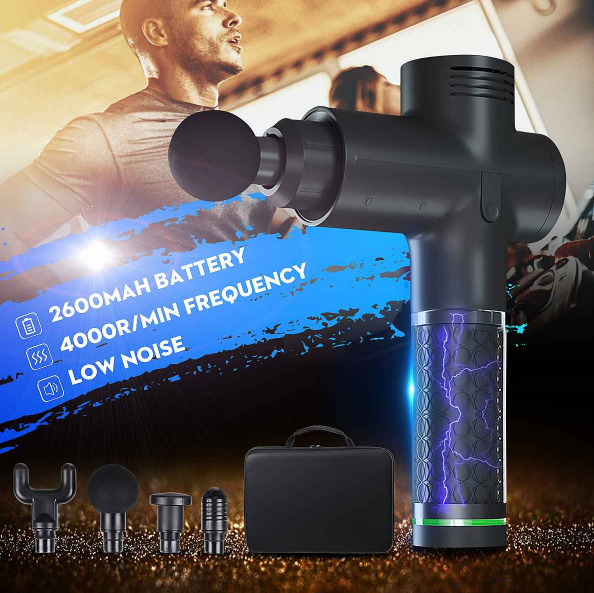 Badinono Massage Gun Deep Muscle Body Fascial Massager Gun Tissue Percussion Color: Silver