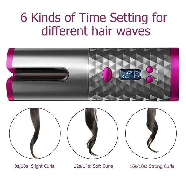 Cordless Auto Curler, arVin The World's First Wireless Portable Electric Hair L/R Rotating Curler, Curling Wand Tongs, 300℉-390℉ Control, Full Anti-scalding, Curls or Waves Anytime Anywhere