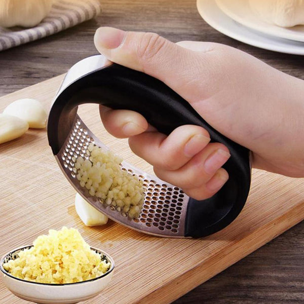 Garlic Press Rocker Stainless Steel - Easy Clean, Hand-Held Garlic Press and Mincer Press Tool for Garlic and Ginger, Kitchen Chopper Garlic Cutter Garlic Smasher