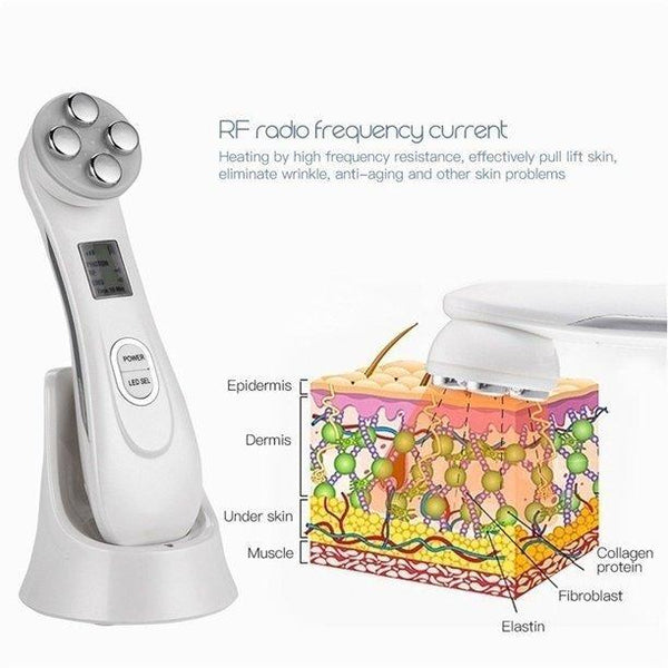 6in1 Face Skin RF&EMS Radio Mesotherapy Electroporation Face Beauty Pen Radio Frequency LED Photon Face Skin Rejuvenation Remover Wrinkle Face Lifting Tighten Beauty Tool