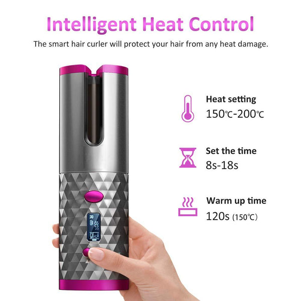 Cordless Auto Curler, arVin The World's First Wireless Portable Electric Hair L/R Rotating Curler, Curling Wand Tongs, 300℉-390℉ Control, Full Anti-scalding, Curls or Waves Anytime Anywhere