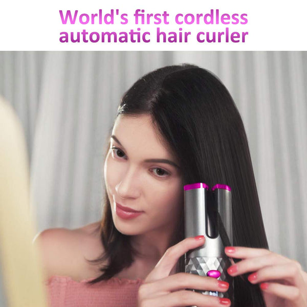Cordless Auto Curler, arVin The World's First Wireless Portable Electric Hair L/R Rotating Curler, Curling Wand Tongs, 300℉-390℉ Control, Full Anti-scalding, Curls or Waves Anytime Anywhere