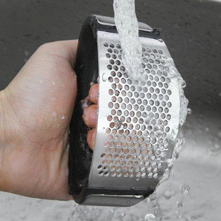 Garlic Press Rocker Stainless Steel - Easy Clean, Hand-Held Garlic Press and Mincer Press Tool for Garlic and Ginger, Kitchen Chopper Garlic Cutter Garlic Smasher